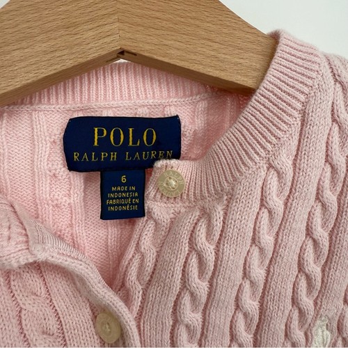 Polo Ralph Lauren Girl's Pink Cable Knit Cardigan Sweater Size 6 - Picture 3 of 7