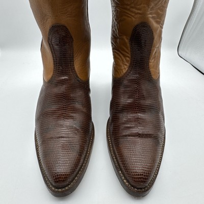 Vtg Complot European Brown Leather cowboy boots reptile skin  display picture 2