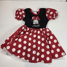 Vintage Walt Disney World Girl's Dress Minnie Mouse Size XS Kids Polka Dot