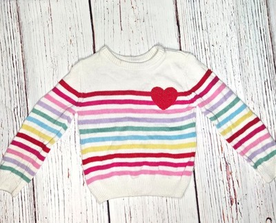 Play By Little Sleepies Sweater, Stripe and Heart Accent, Size 3T