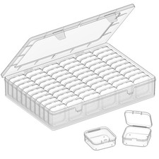 Bead Organizer Box,61pcs Clear Plastic Storage Containers Set, Clear Large Ca...