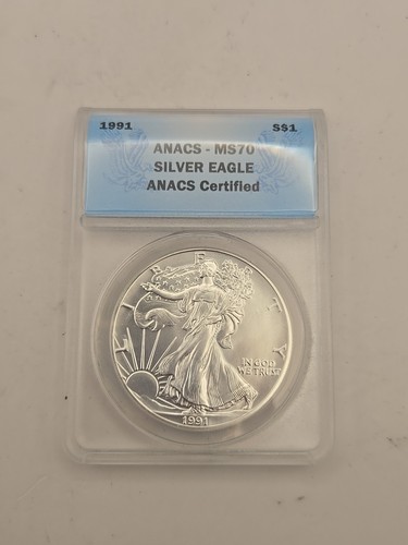 1991 American Silver Eagle graded MS70 by ANACS