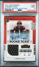 2021 Panini Contenders Ja'Marr Chase R/C # JMC Ticket Swatches Auto PSA 9 Pop 2