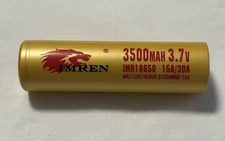 IMREN 18650 15A/30A 3500mAh 3.7V FLAT TOP GOLD