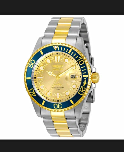 Invicta Pro Diver Men's Quartz 43mm Two-Tone Blue/Gold Bezel Date 100m