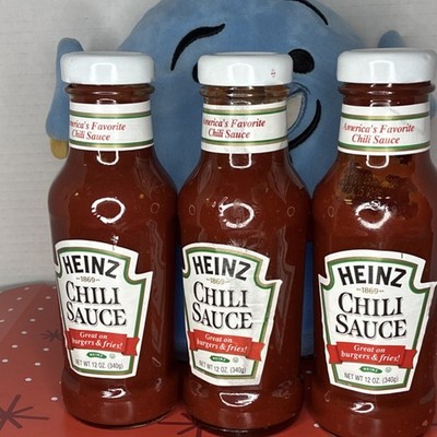 Heinz Chili Sauce Chili Flavor 12oz Bottles 3 Pack BBQ Hot Sauce Pantry