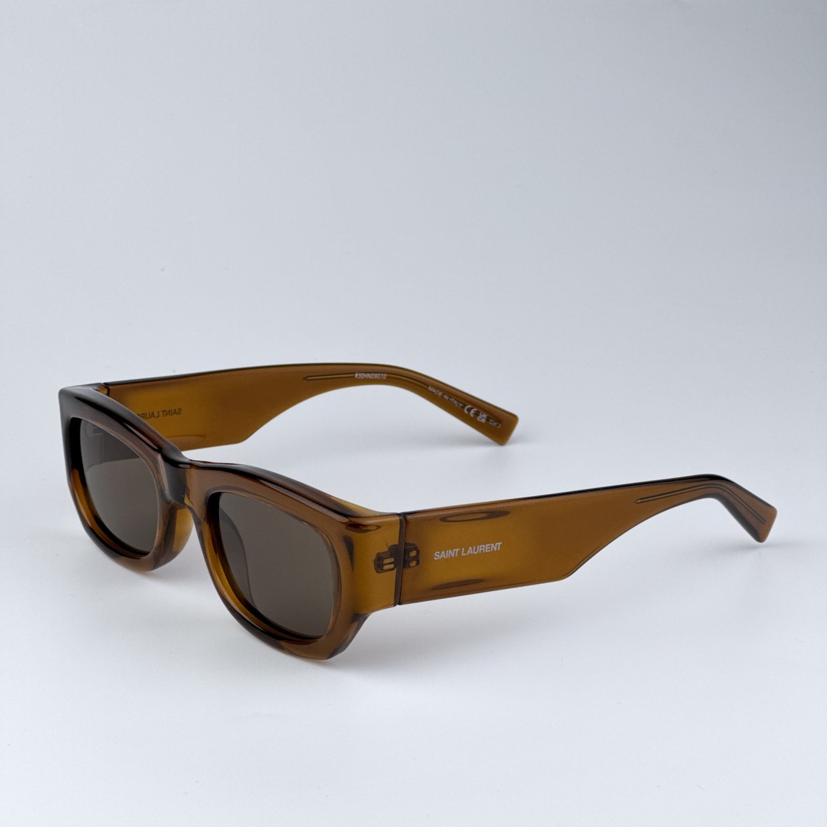 NEW Saint Laurent SL713 003 Transparent Brown Rectangle Unisex Sunglasses New SAINT LAURENT SL713 004 Transparent Acid Green/Brown 53  main image 3