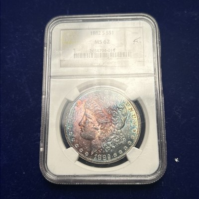 1882 S Morgan Silver Dollar NGC MS62 Rainbow Toner