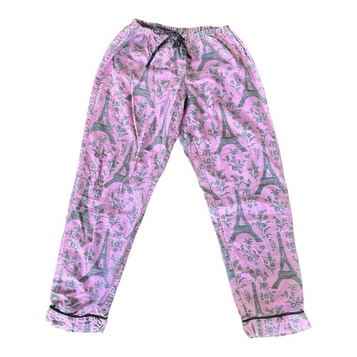 BedHead Pyjama Rose Tour Eiffel Pantalon 100% Coton Salon M Paris Floral