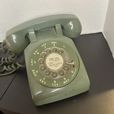 Vintage Bell System Western Electric Green Rotary Desk Phone Telephone (Wired)