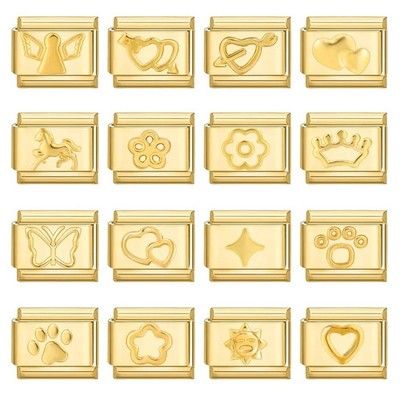 Stainless Steel Bracelet Italian Charm Link Heart Star Square 9mm Jewelry