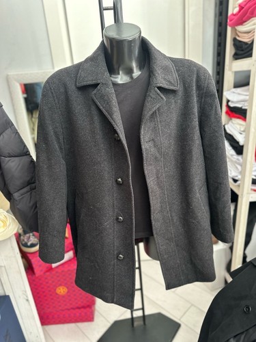 Charles Valentino Cappotto In Misto Cashmere Usato Uomo Man Tg52 Nero LLV1689 - Foto 1 di 7