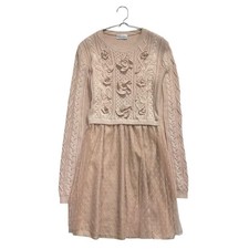 VALENTINO floral embroidery stretch knit Dress Women Dusty pink Genuine