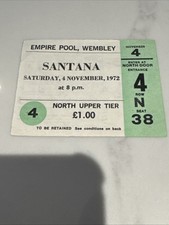 Vintage Rare- Santana - Empire Pool, Wembley Saturday 4th November 1972 Ticket