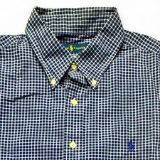 Ralph Lauren Mens Blue Gingham Classic Fit Button Down Shirt Sz 17 34/35 BK29