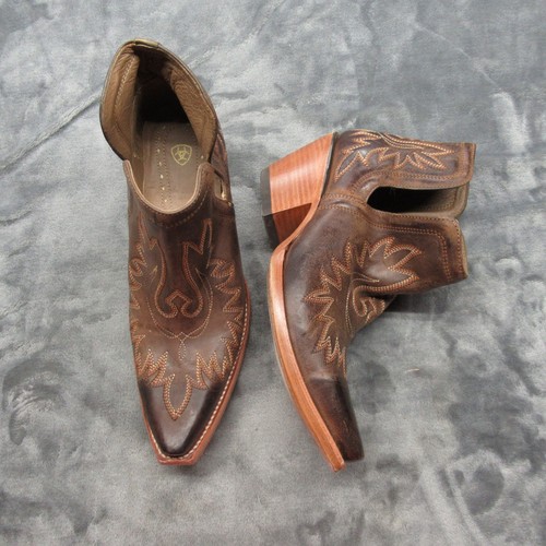 Ariat Dixon Western Boots Womens 9 B Brown Pointed Toe Leather Cowboy Ankle - Picture 2 of 18