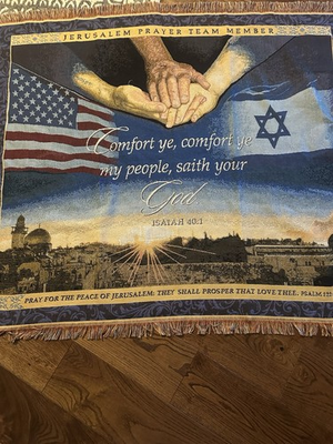 #ad Jerusalem Prayer Team Throw Blanket Tapestry 48quot; x 58quot; Isaiah 40:1 BEAUTIFUL $39.99