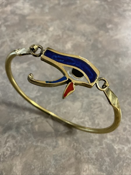 Alternate view of Egyptian Bracelet Handmade Gold Plated Eye Horus Diameter 2.5”