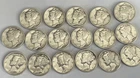 Mercury  Dimes   1940 - 1945  Lot of 17 Coins  all 90% Silver brilliant!