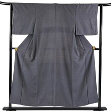 JAPANESE KIMONO KOMON gray 153cm 5 ft 0 in PURE SILK AA9080