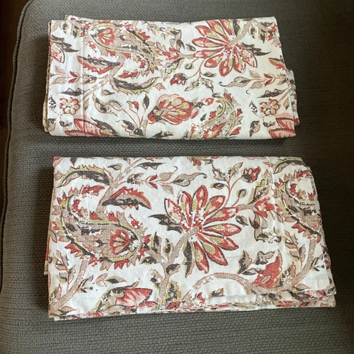 Set 2 Pottery Barn Octavia Paisley Standard Pillow Sham Pair Linen Cotton EUC