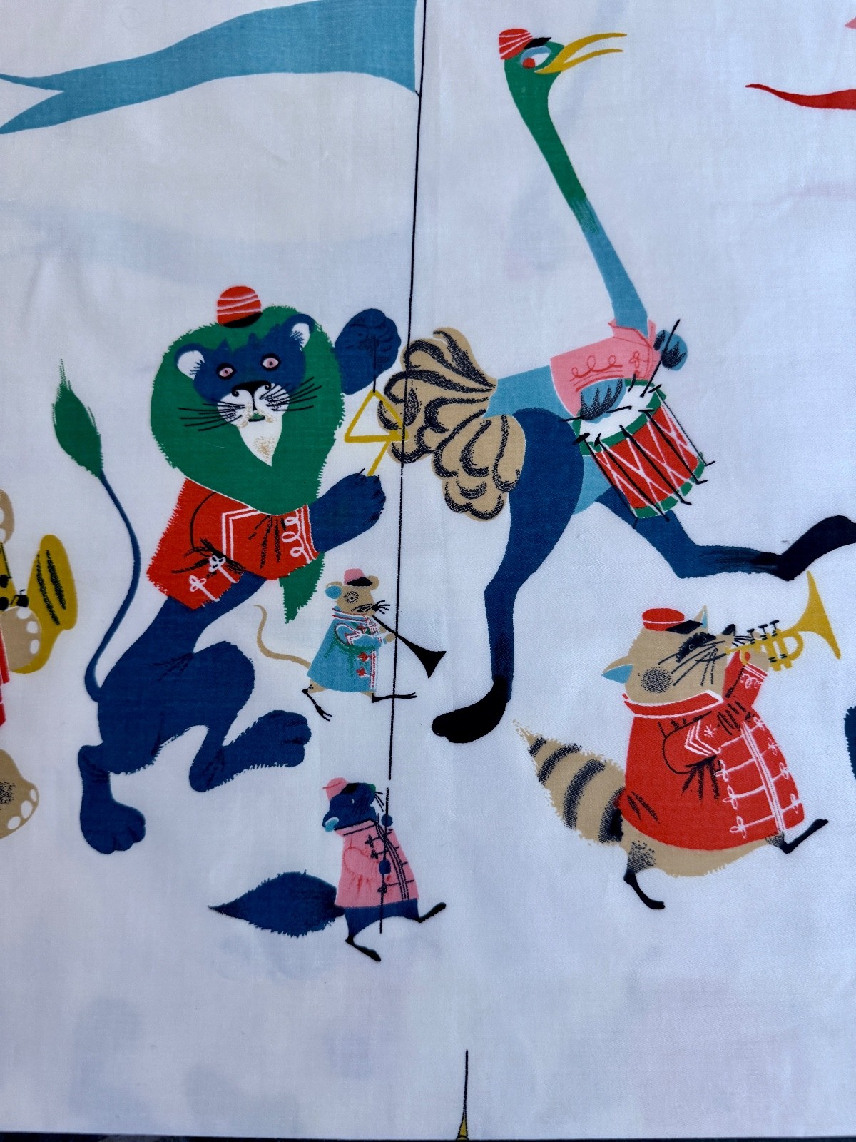 1950’s Musicians of the JUNGLE Novelty Mid Century Barkcloth  Era Vintage Fabric