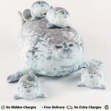 Chubby Blob Seal Pillow Cute Seal Plush with 4 Baby Seal Plushies in Her Tummy