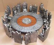 Michael Ricker Pewter Knights King Arthur Round Table 15 Figures Gold Crests Sig