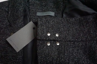 John Varvatos Black Woven Madison Slim Hook/Bar Sport Coat Jacket 38 Brand New