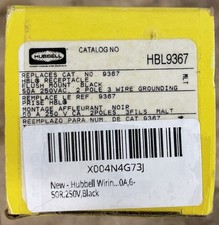 Hubbell HBL9367 Straight Blade Devices, Receptacles, 2P, 50A 250V, 6-50R, Black