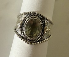 Green Quartz  Sterling Silver Ring Size 8 New