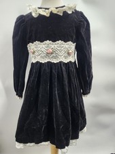 Vintage Christmas Dress Girls Velvet Like, Lace New Moves JC Penny Made USA Sz 5