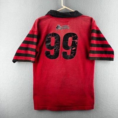 Vintage Halbro Rugby Shirt Mens 36 Small Red Cotton Blend 90s Morris Denville
