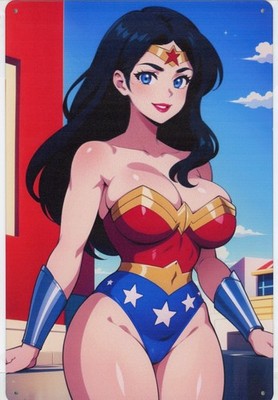 METAL Sign - Wonder Woman leaning on the wall