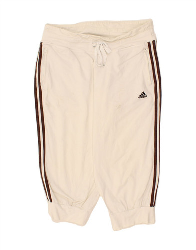 ADIDAS Womens Capri Tracksuit Trousers Joggers UK 18 XL Off White Cotton BL02