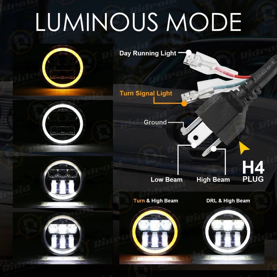 Faro proyector LED DRL 5 3/4" 5,75" para Harley-Davidson Night Train FXSTB Foto 3 de 4