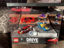 LEGO Store Display Plastic Case with Light ‘DRIVE WHAT YOU LOVE’ 4 Model Cars