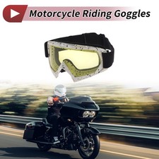 Motorcycle Riding Goggles Yellow Lens Black White Frame PC TPU
