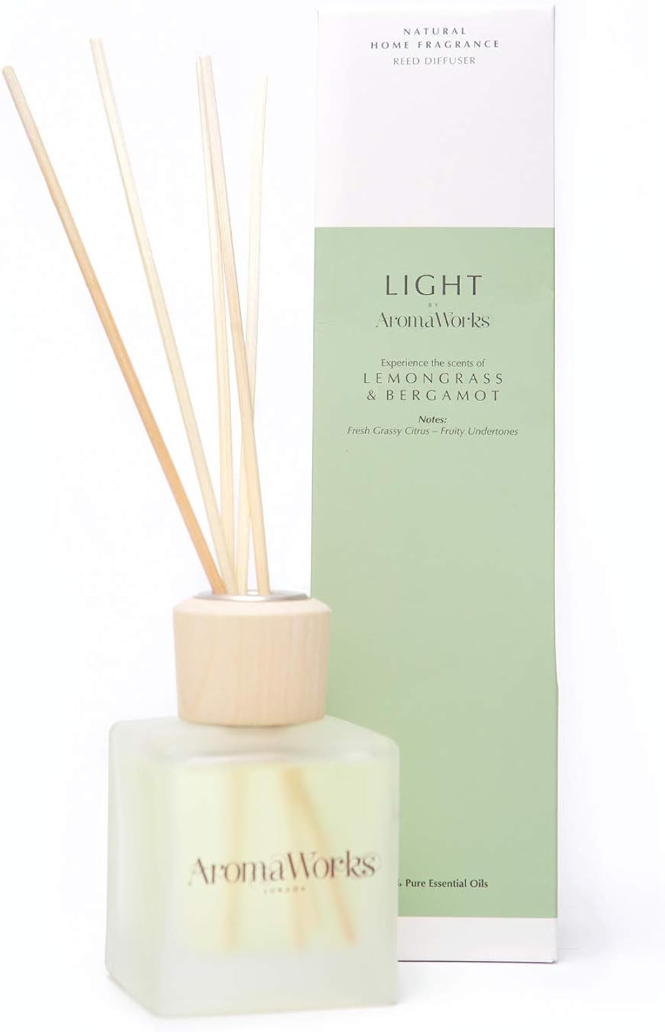 AromaWorks London Reed Diffuser Lemongrass & Bergamot 100ml White Home Fragrance - Image 3