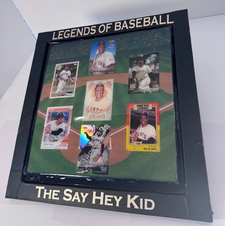 Placa hecha a mano Willie Mays 1/1 - Arte de pared de resina gigante con tarjetas - Say Hey Kid Foto 3 de 4