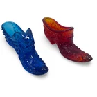 Fenton Art Glass Shoe Lot Blue Hobnail & Amberina Daisy and Button Vintage Set