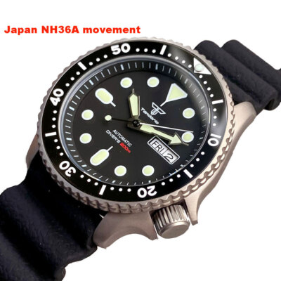 Titanium 42mm Tandorio Black White Dial Luminous NH36Ａ Automatic mens Watch
