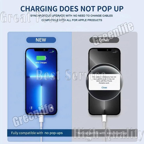 Câble USB-C de charge rapide 30W pour iPhone 8 Xs XR 11 12 13 14 Pro Max PD 1/2M - Photo 7 sur 15