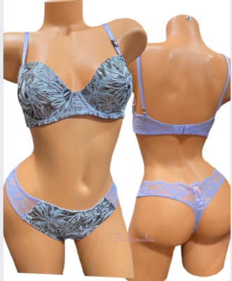 Ensemble Lingerie Victoria's Secret Dream Angels - Soutien-gorge + Nounours + Culotte Dentelle Brodée Lavande - Tailles 32B à 36D