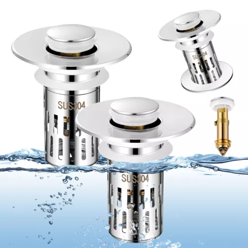 Universal Bathroom Sink Stopper Drain Strainer Pop Up Drain Stopper Stainless - Picture 2 of 20