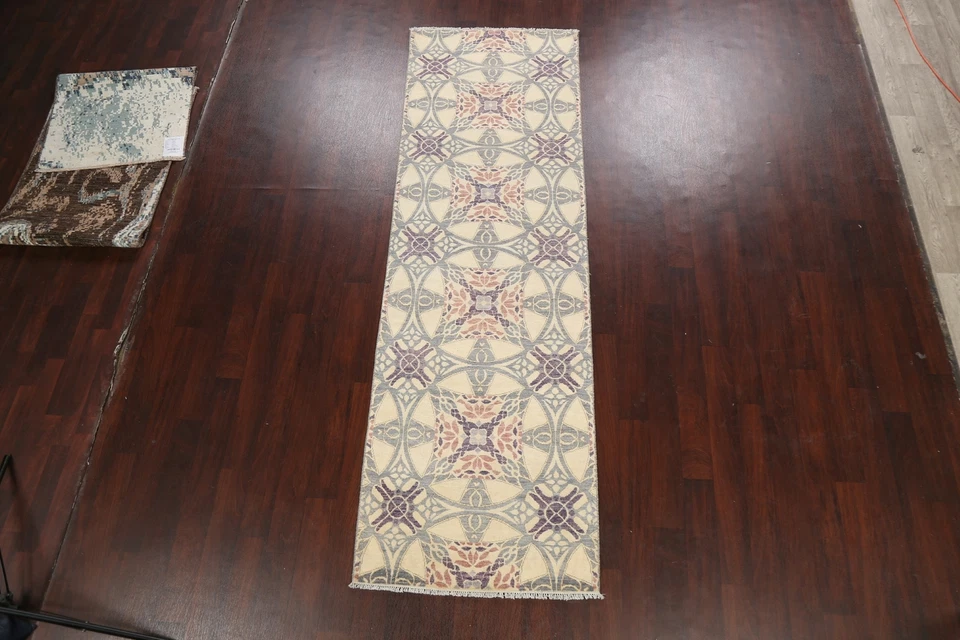 10 ft Geometric Abstract Oriental Runner Rug Hand-knotted Transitional Wool 3x10 - Image 2 of 4