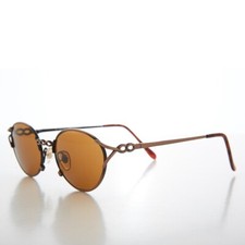 Copper Oval Cat Eye 90s Vintage Sunglasses Brown Lens - Vista