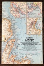 1967 Eastern Canada Map by National Geographic