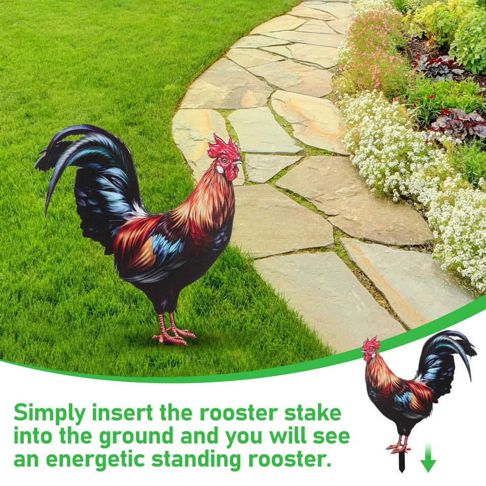 Gallo gallina pollo estatua patio arte decoración escultura realista decoración jardín Foto 2 de 4