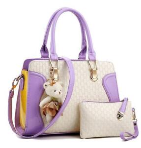 Lady Purple & White Purse Patent Leather Handbags Shoulder Bag Satchel For Women | eBay